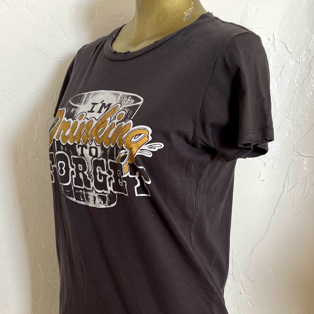 BANDIT Brand I’M DRINKING TO FORGET Festival Distressed WESTERN Tee SHIRT Medium - Picture 8 of 13